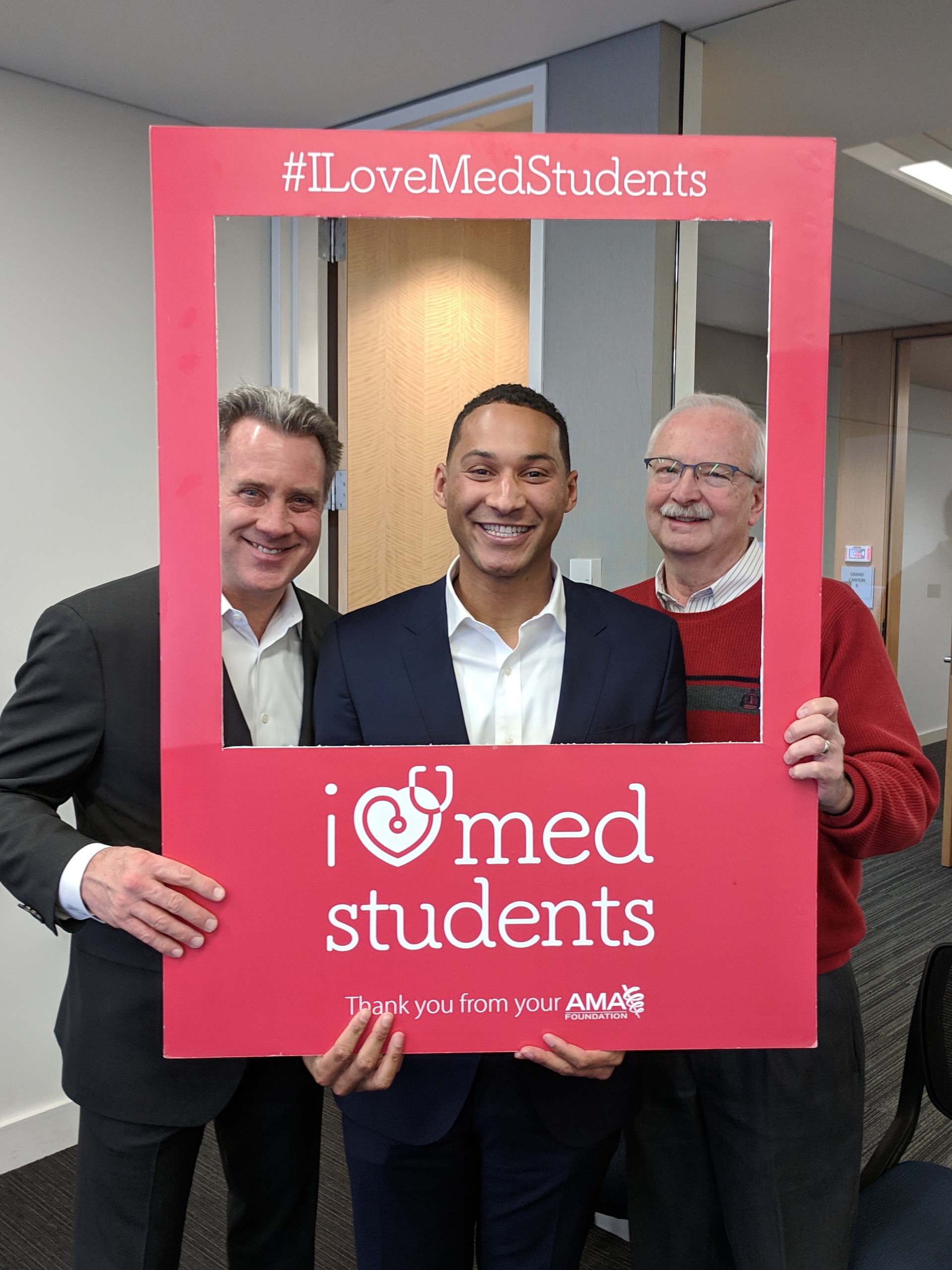 Brian Vandenberg with the first David Jones Peck, MD Scholarship recipient in 2018.